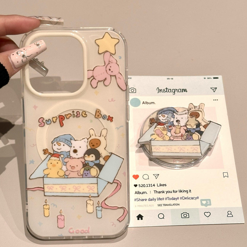 Ameigas Jellycat Gift Box Animal Magnetic Stand Phone Case