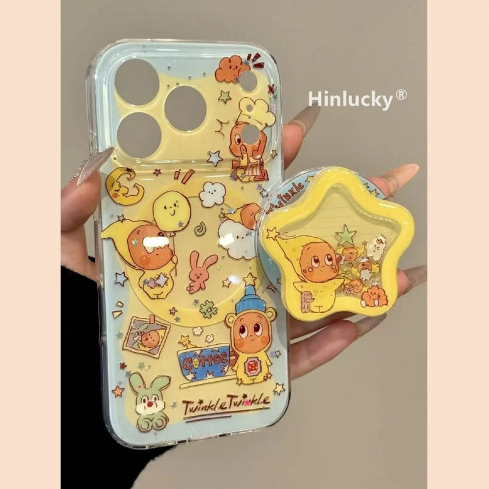 Ameigas Wobble Star-Balloon Case - Bobbling Character with Glitter & Magnetic Stand