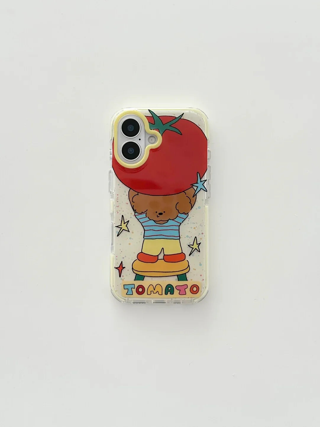 Ameigas Cartoon Case - Adorable Bear Holding Tomato Print with Full-Edge Protection - Ameigas