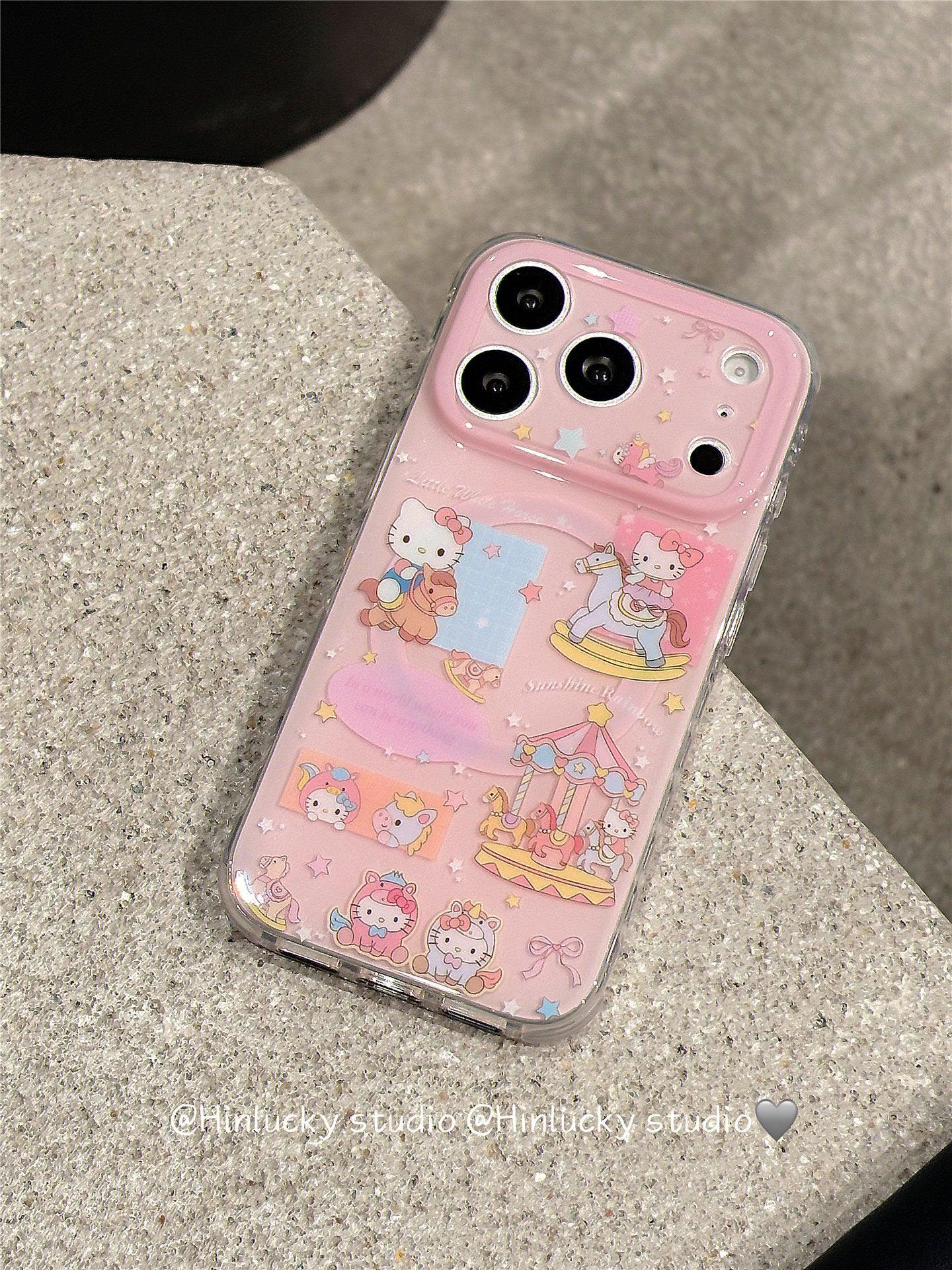 Ameigas Cute Carousel Cat Magnetic Stand Phone Case - Ameigas