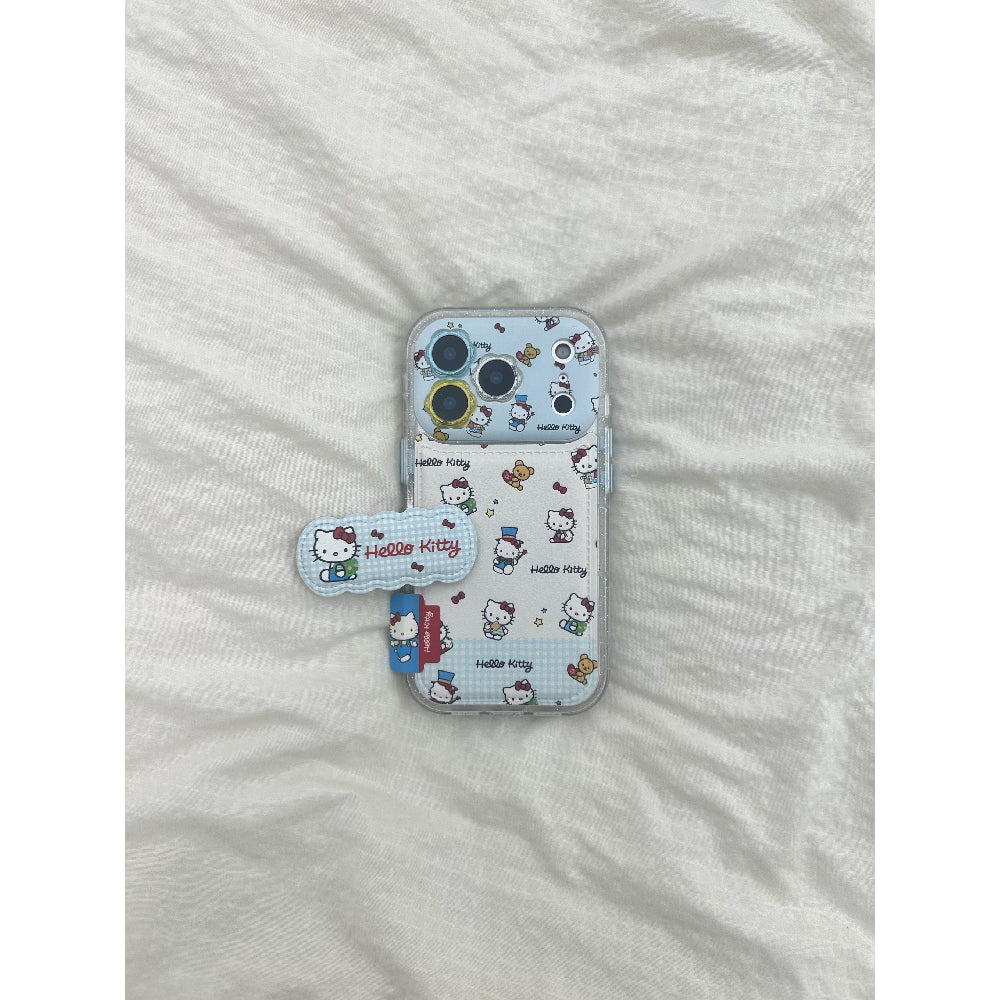 Ameigas White Leather Kittens Case - Full-Coverage Cat Print on Soft Leather-Texture with All-Around Protection