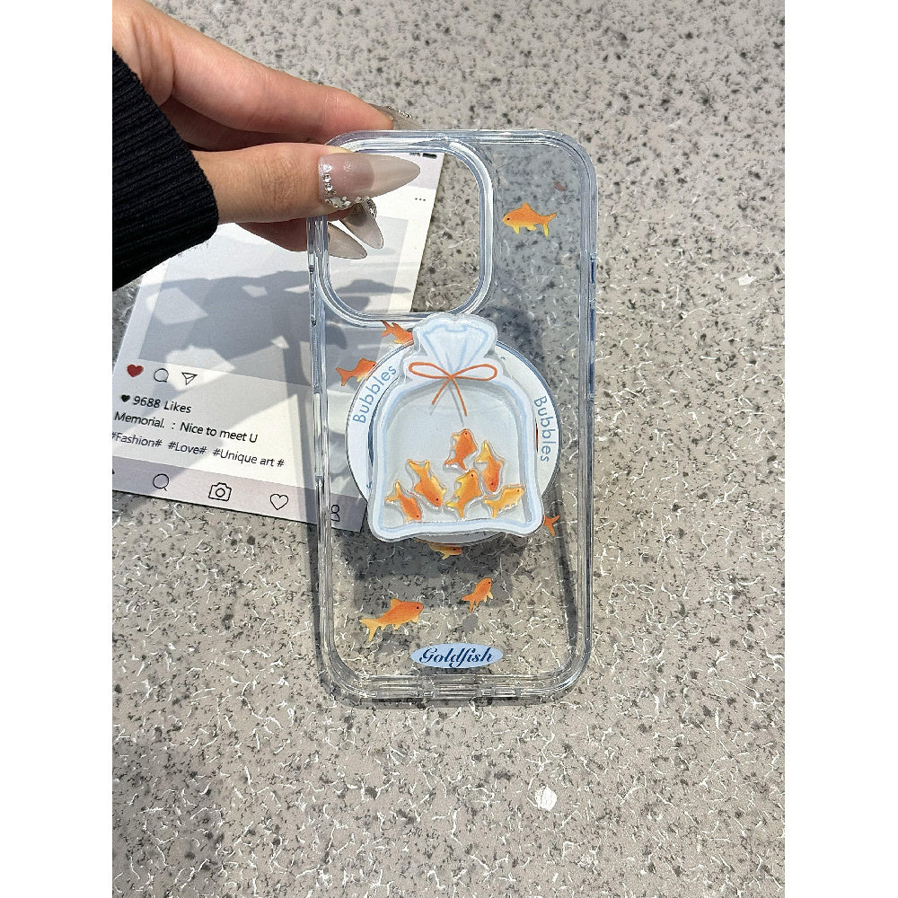 Ameigas Ins-Style Blue Gradient Koi Magnetic Shaker Stand Phone Case
