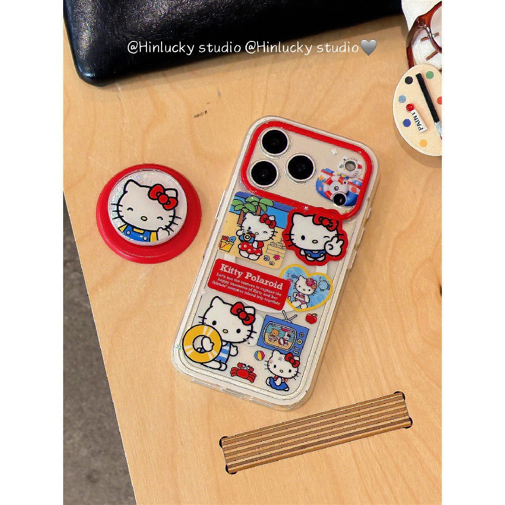 Ameigas GlitterGlide Kitten Case - Liquid Glitter Cat MagSafe Stand Cover for iPhone