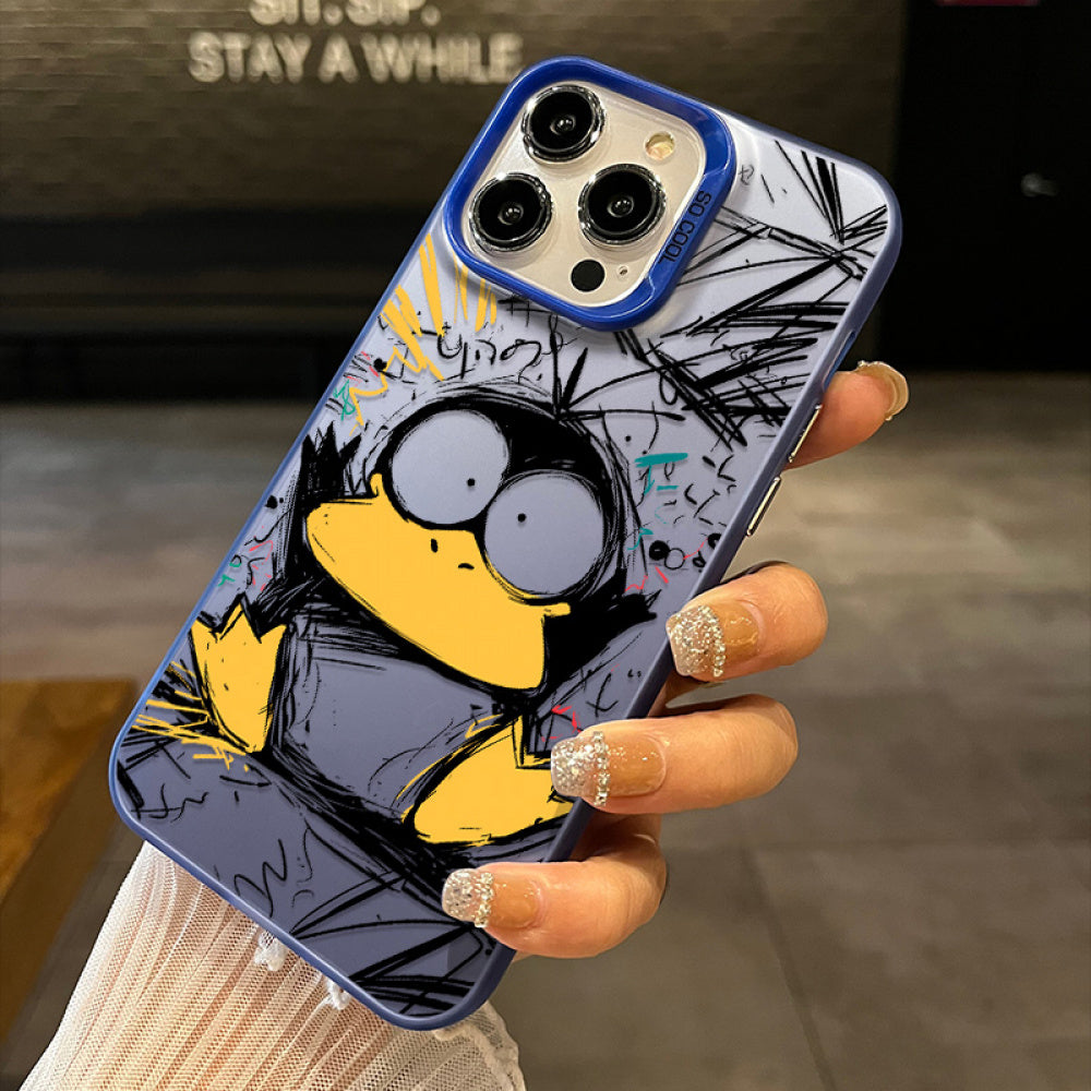 Ameigas Line Art Duck Cartoon Phone Case Soft Shockproof Cover