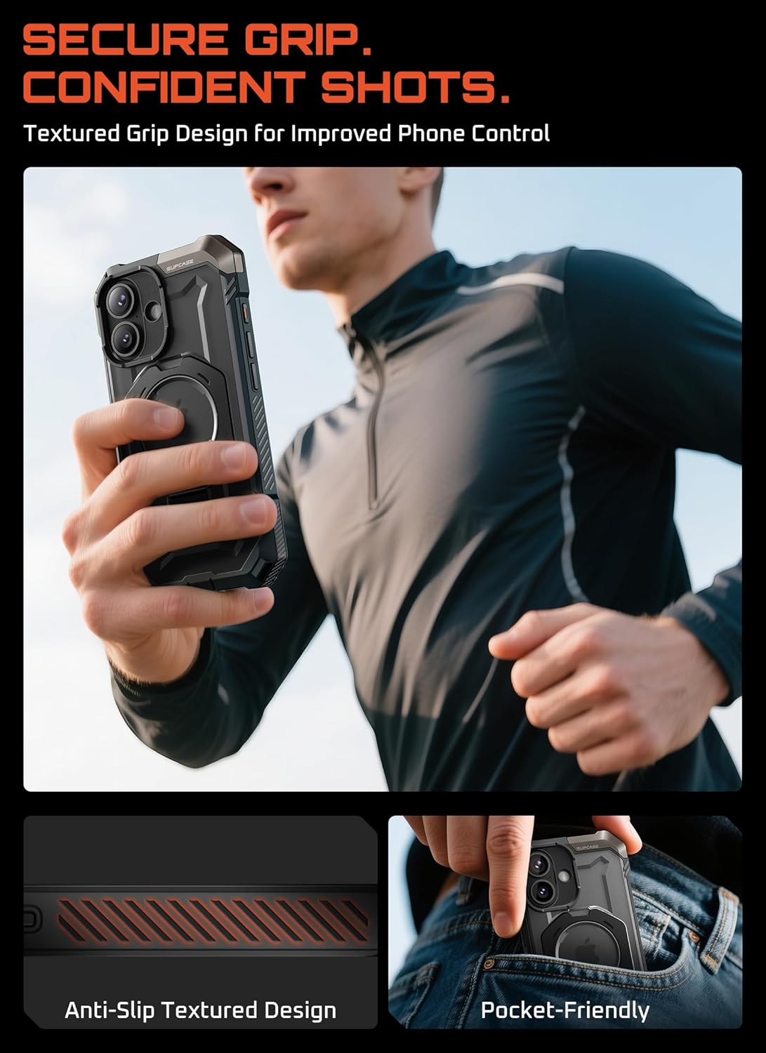 Ameigas Rugged Magnetic Phone Case with Kickstand & Camera Cover
