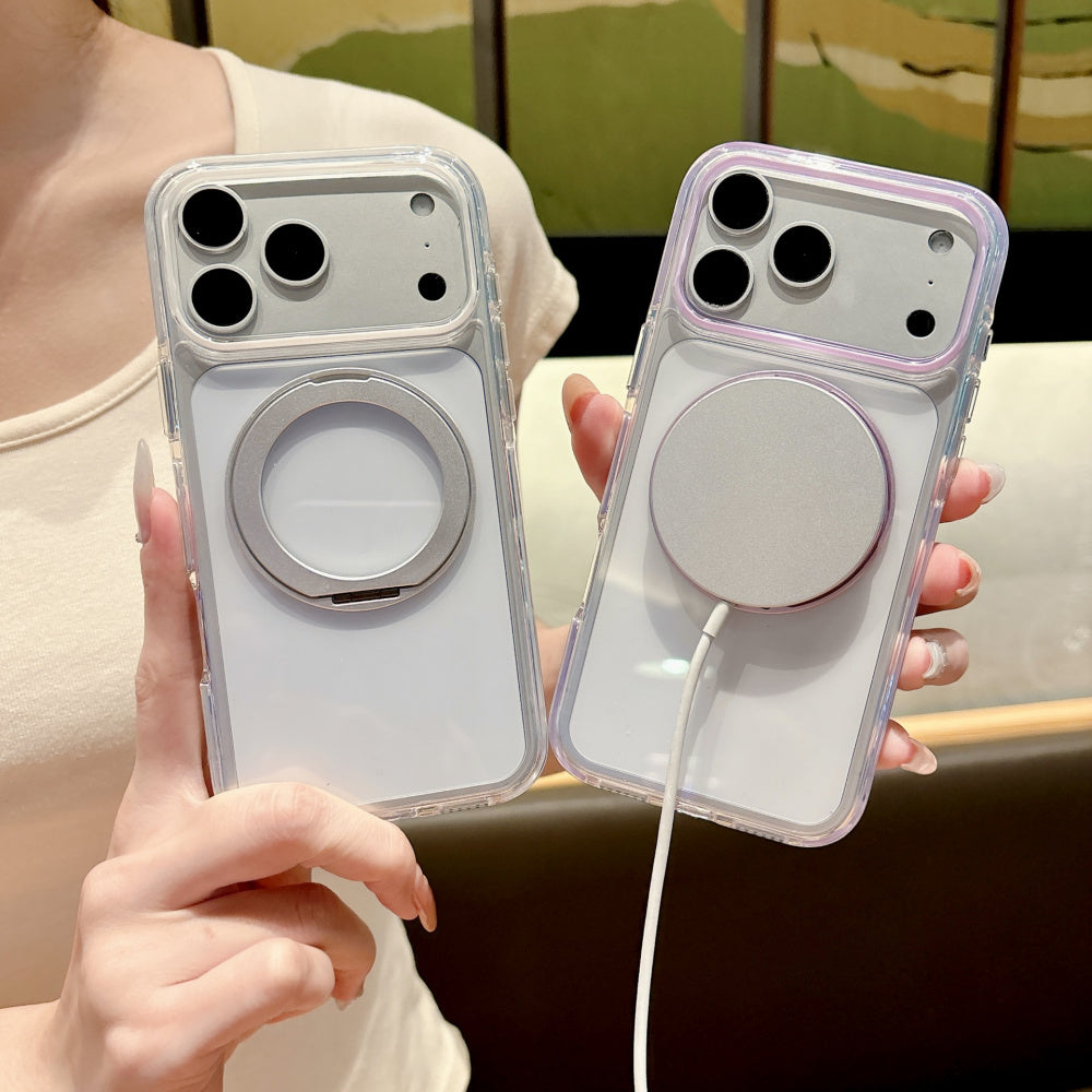 Ameigas Ice Crystal Magnetic Stand Phone Case – 360° Rotating Shockproof Cover