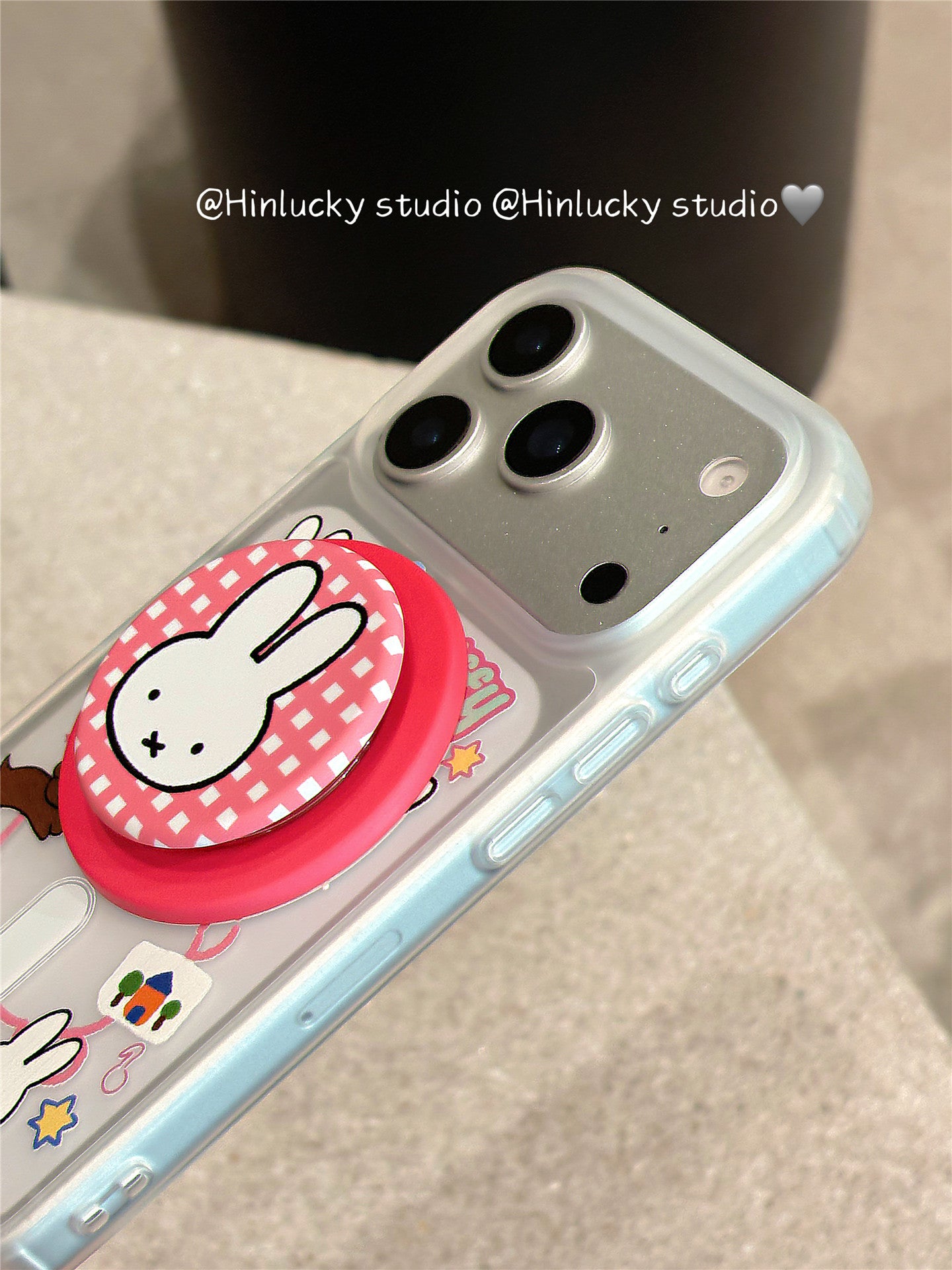 Ameigas Velvet-Hop Bunny Case - Cartoon Rabbit MagSafe Stand & Skin-Feel Cover