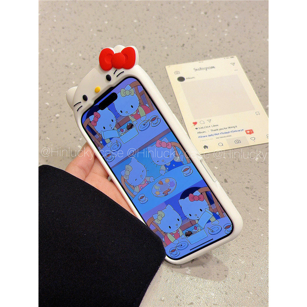 Ameigas Vintage Purr Case - Retro Cartoon Cat Silicone Cover for iPhone
