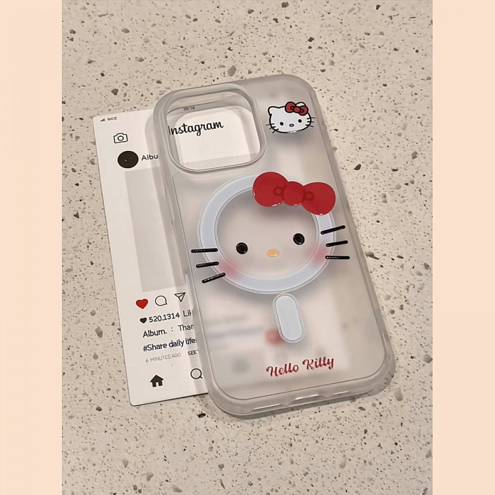 Ameigas Whisker Charm Stand Case - Korean Cute Kitty MagSafe Cover with Kickstand