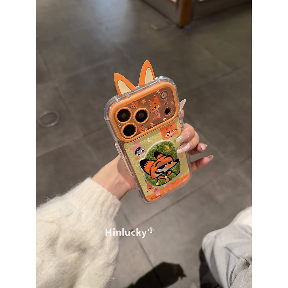 Ameigas Urban Duo Pop Case - 3D Ears Fox & Bunny Embroidery Cover for iPhone