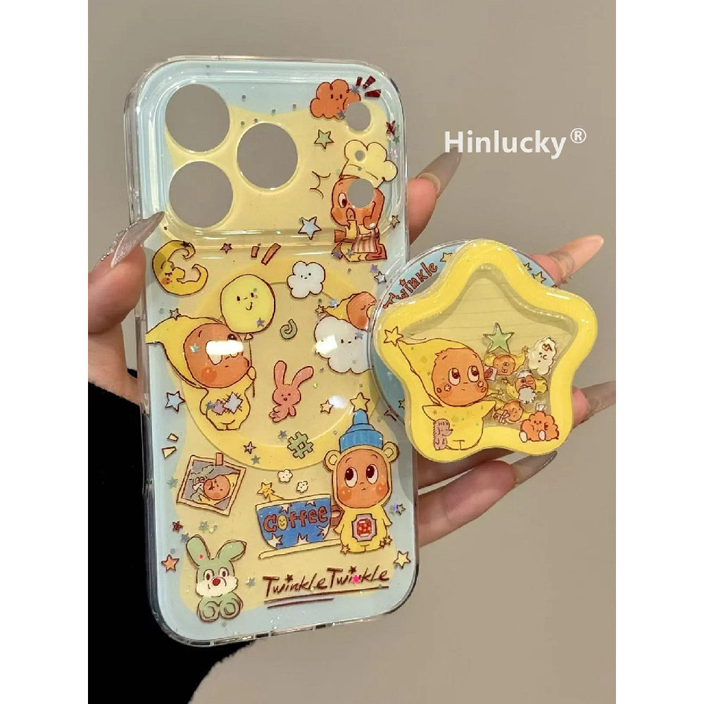 Ameigas Wobble Star-Balloon Case - Bobbling Character with Glitter & Magnetic Stand