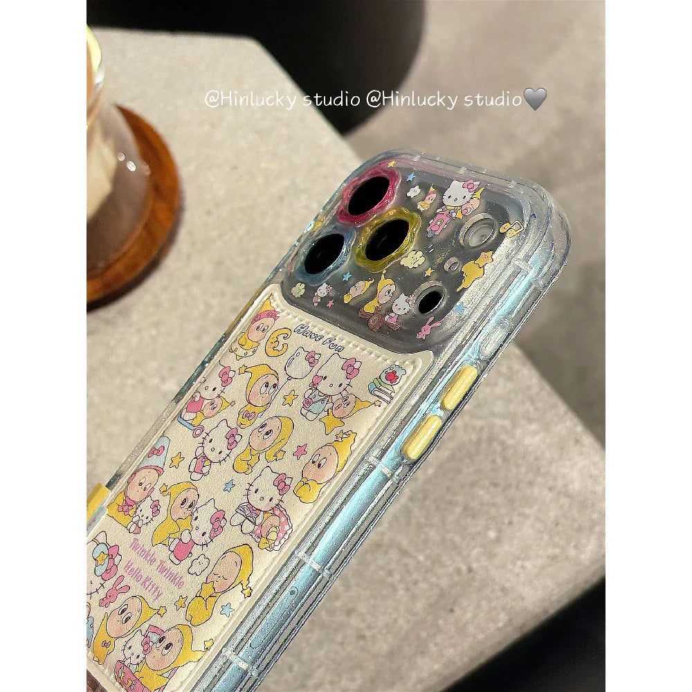 Ameigas Celestial Bow-Kitty Case - Starry Character with Floral Leather Accent & MagSafe - Ameigas