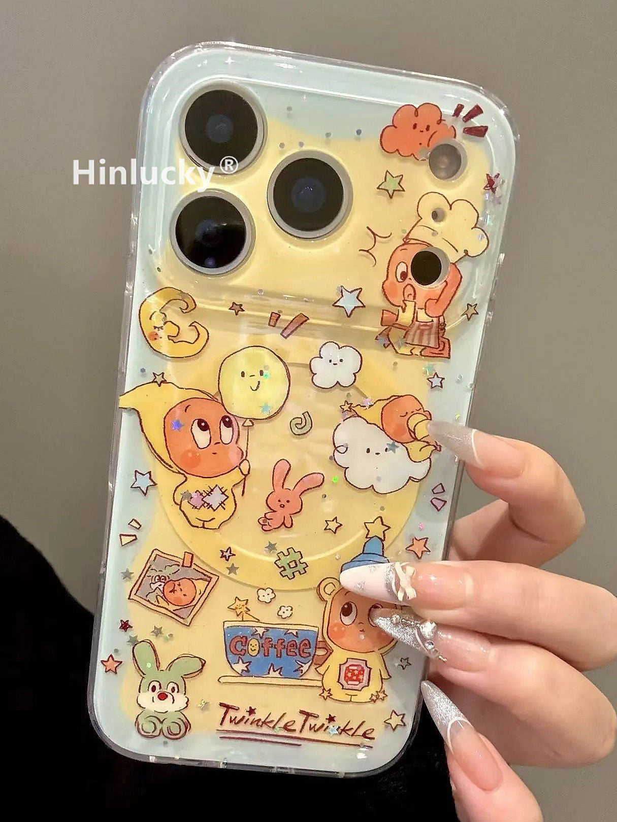 Ameigas Wobble Star-Balloon Case - Bobbling Character with Glitter & Magnetic Stand