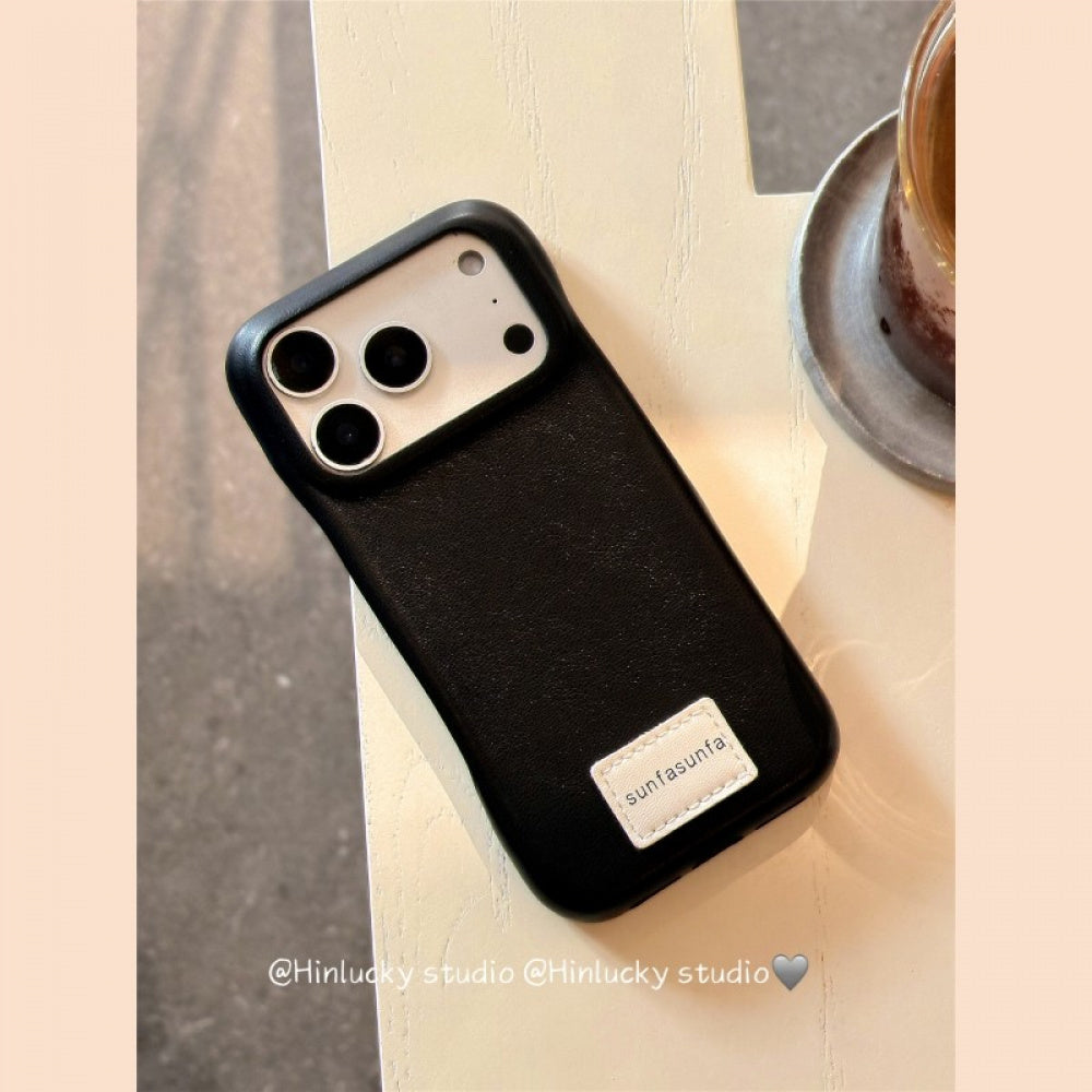 Ameigas Solid Color Leather Heart Charm Protective Phone Case