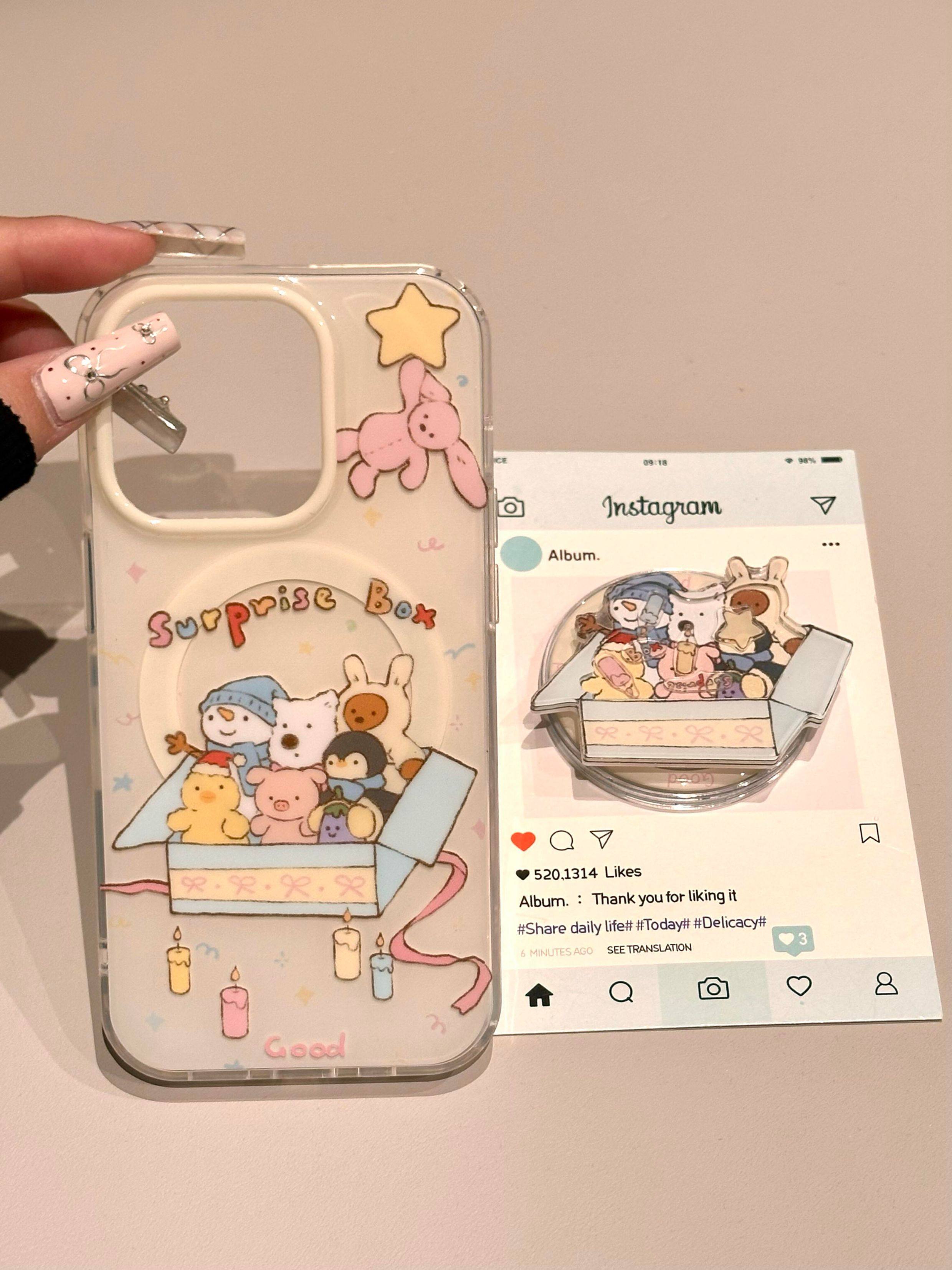 Ameigas Jellycat Gift Box Animal Magnetic Stand Phone Case