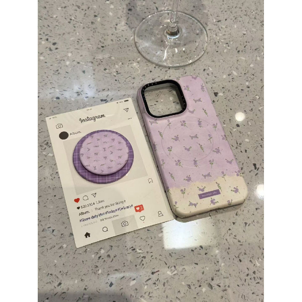 Ameigas Floral Magnetic Case - Vintage-Style Blossom Print with Magnetic Stand & Hard Shell Protection