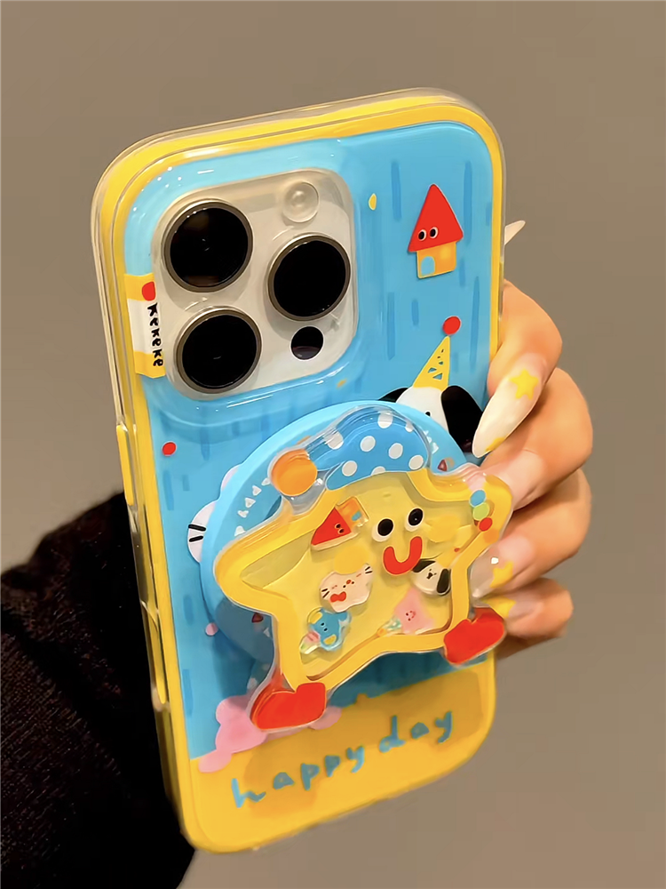 Ameigas Wobble Buddy Case - Bobbling Yellow Star Animal MagSafe Cover for iPhone