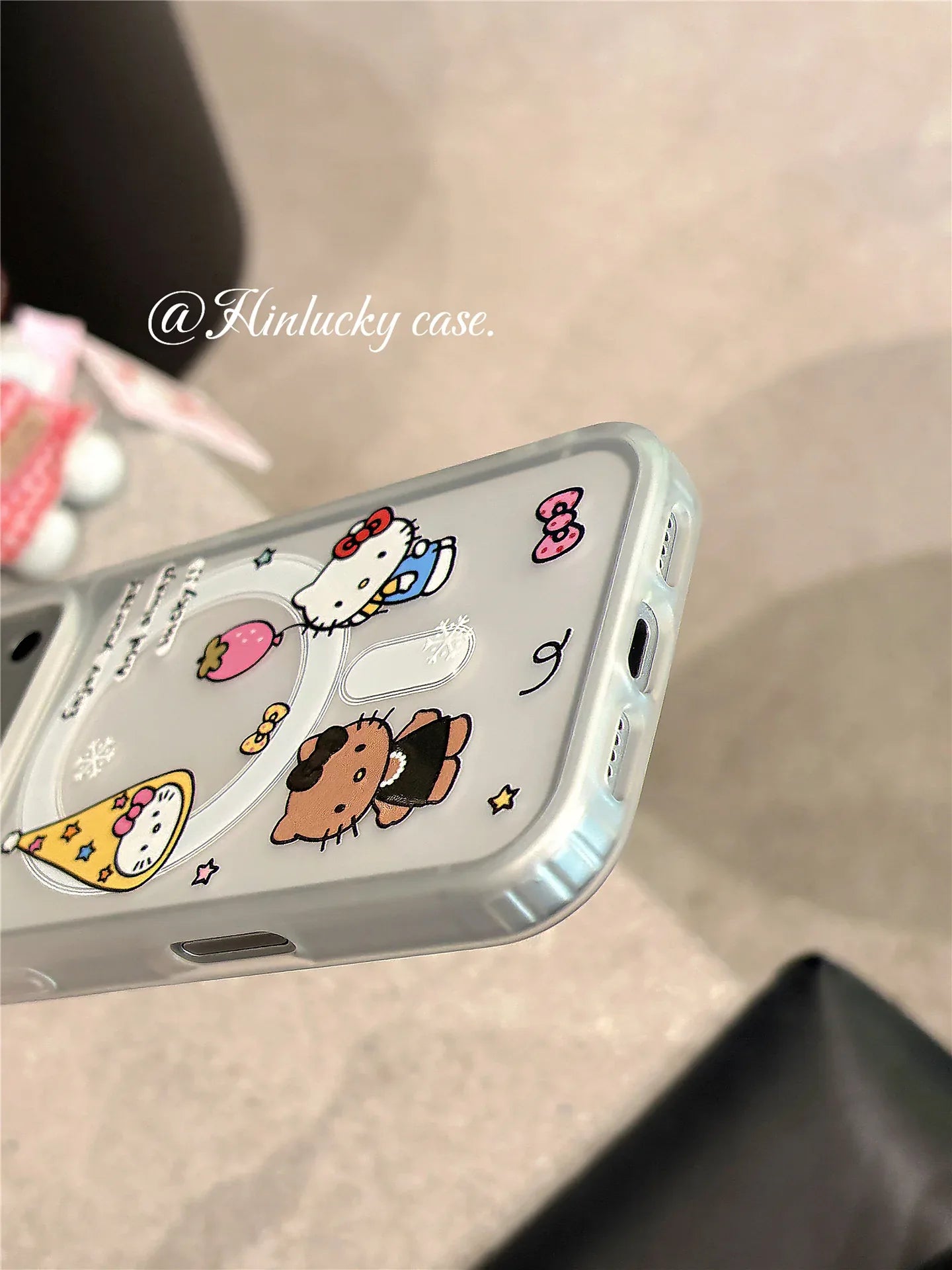 Ameigas Berry Balloon Kitty Case - Strawberry Cat & Balloon MagSafe Velvet Cover - Ameigas