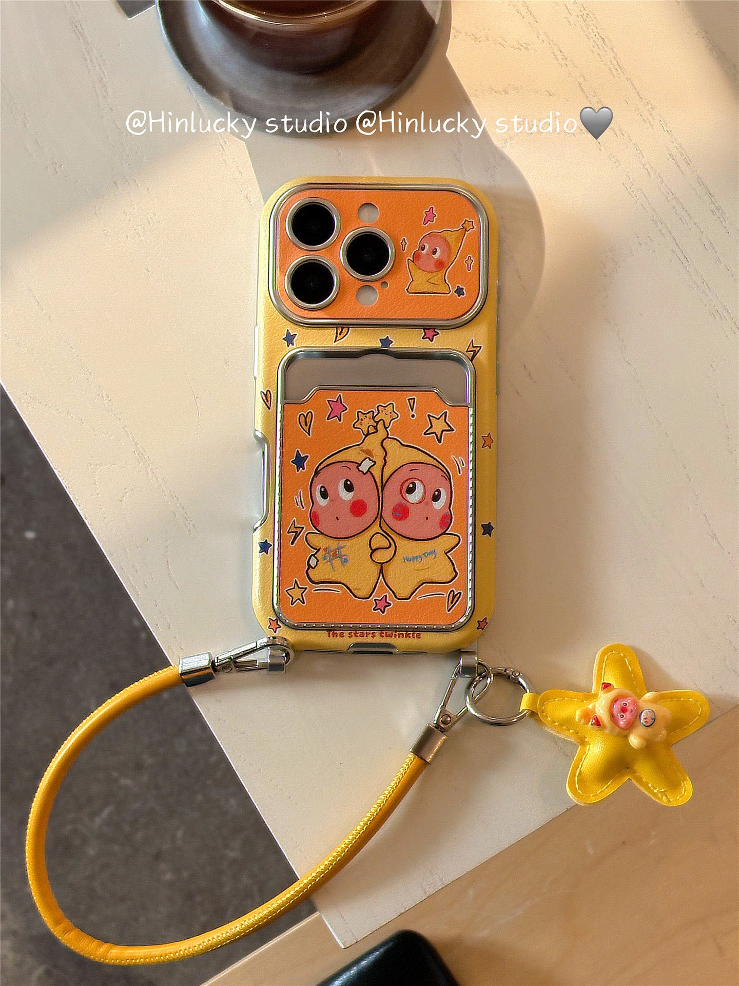 Ameigas Starry Window Case - Soft Cartoon Boy on Leather with ID Slot & Strap