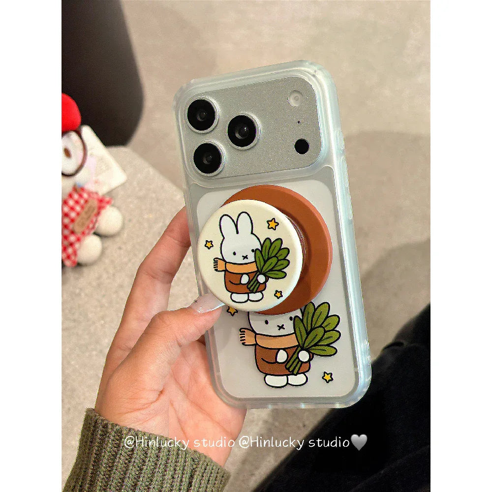 Ameigas Cute Cartoon Yuzu Leaf Bunny Magnetic Stand Phone Case - Ameigas