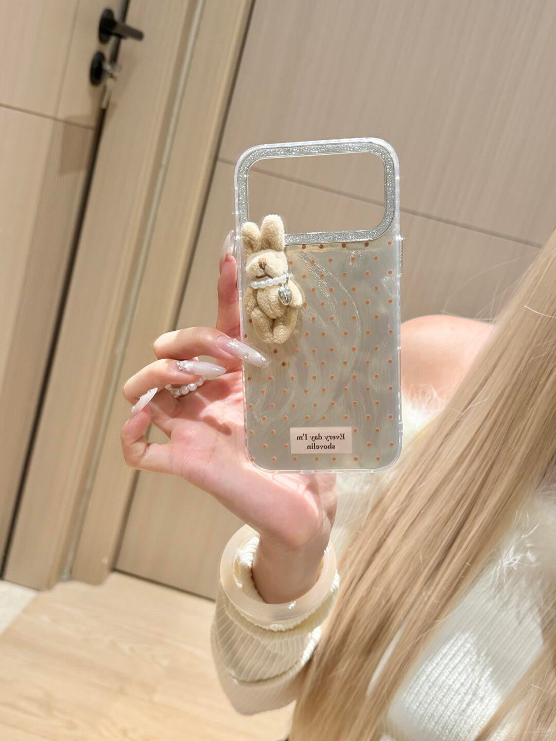 Ameigas Sparkly Bunny Polka Dot Soft Phone Case