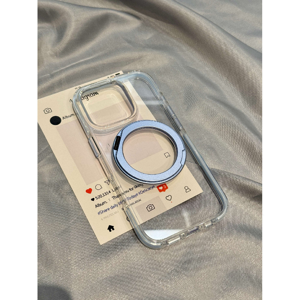 Ameigas Pink & Blue Rotating Case - 360° Adjustable Stand with Dual-Layer Protective Frame