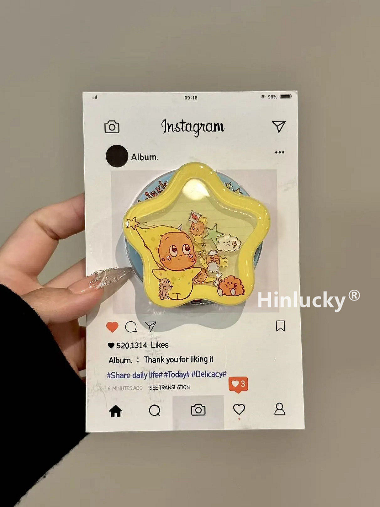 Ameigas Wobble Star-Balloon Case - Bobbling Character with Glitter & Magnetic Stand