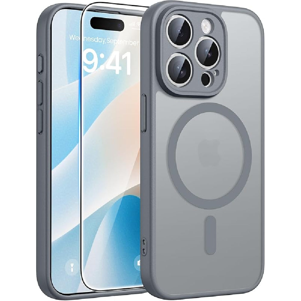 Ameigas Magnetic Translucent Matte Protective Phone Case with Camera Guard