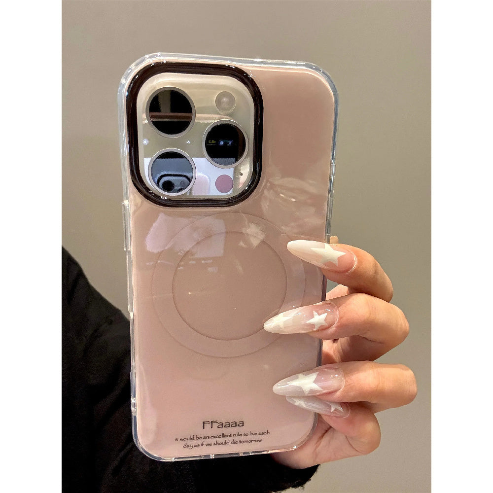 Ameigas Iced Mocha Leopard Case - Heart Print Folding MagSafe Stand & Dual Guard Cover