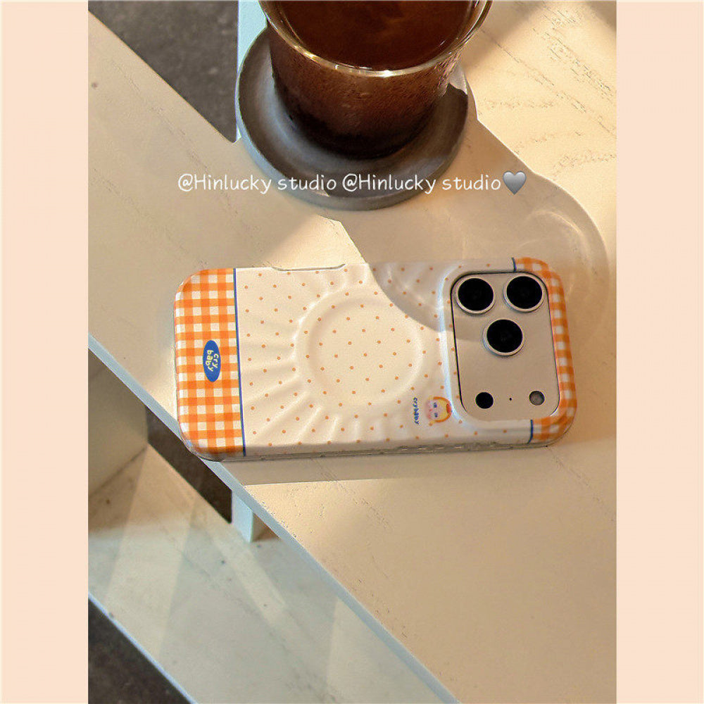 Ameigas Playful Cartoon Plaid Polka Chick & Bunny Magnetic Stand Phone Case