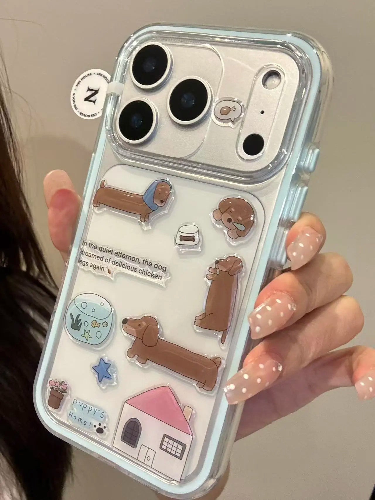 Ameigas Doodle Dash Case - Interactive Dachshund Stickers & Clear MagSafe Cover