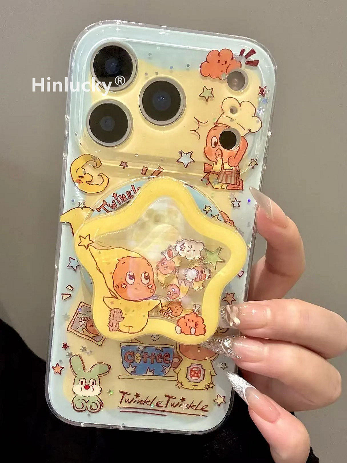 Ameigas Wobble Star-Balloon Case - Bobbling Character with Glitter & Magnetic Stand