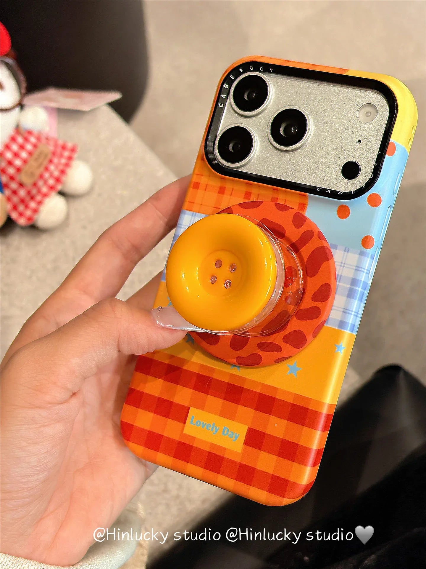 Ameigas Colorful Plaid Button Magnetic Stand Protective Case - Ameigas