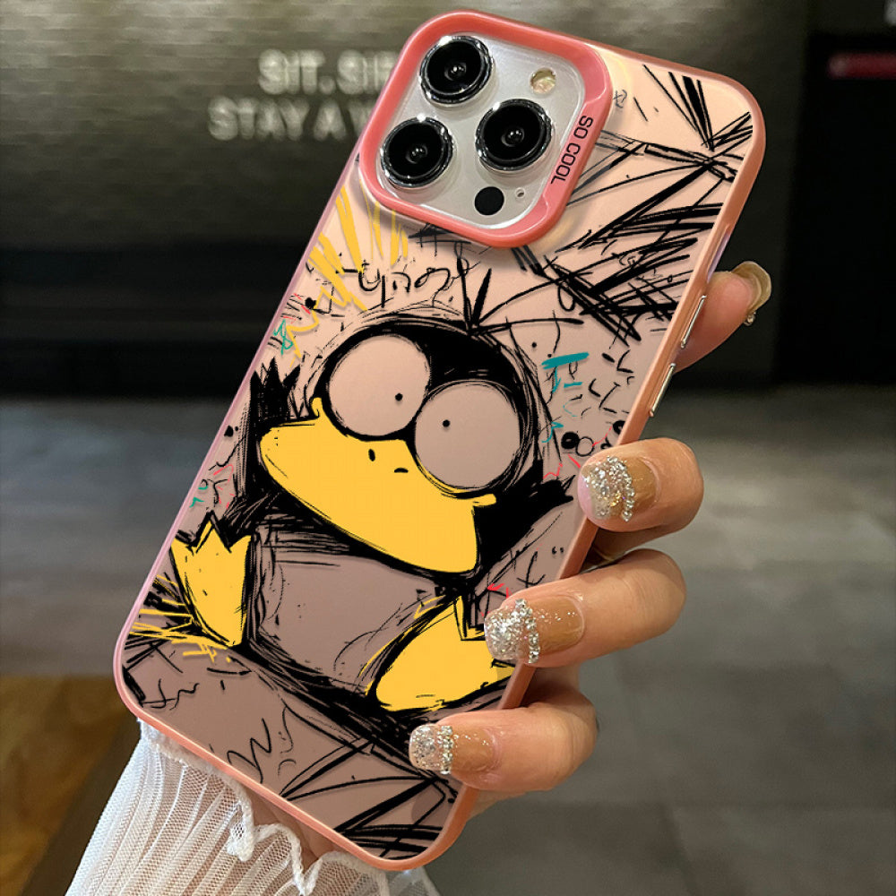 Ameigas Line Art Duck Cartoon Phone Case Soft Shockproof Cover