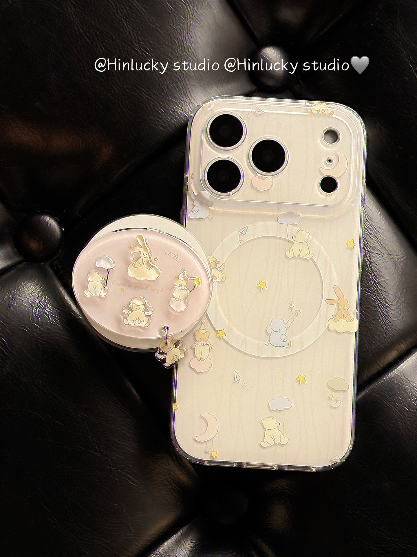 Ameigas Stripe Buddy Stand Case - Cute Cartoon Animal MagSafe Cover with Full Guard