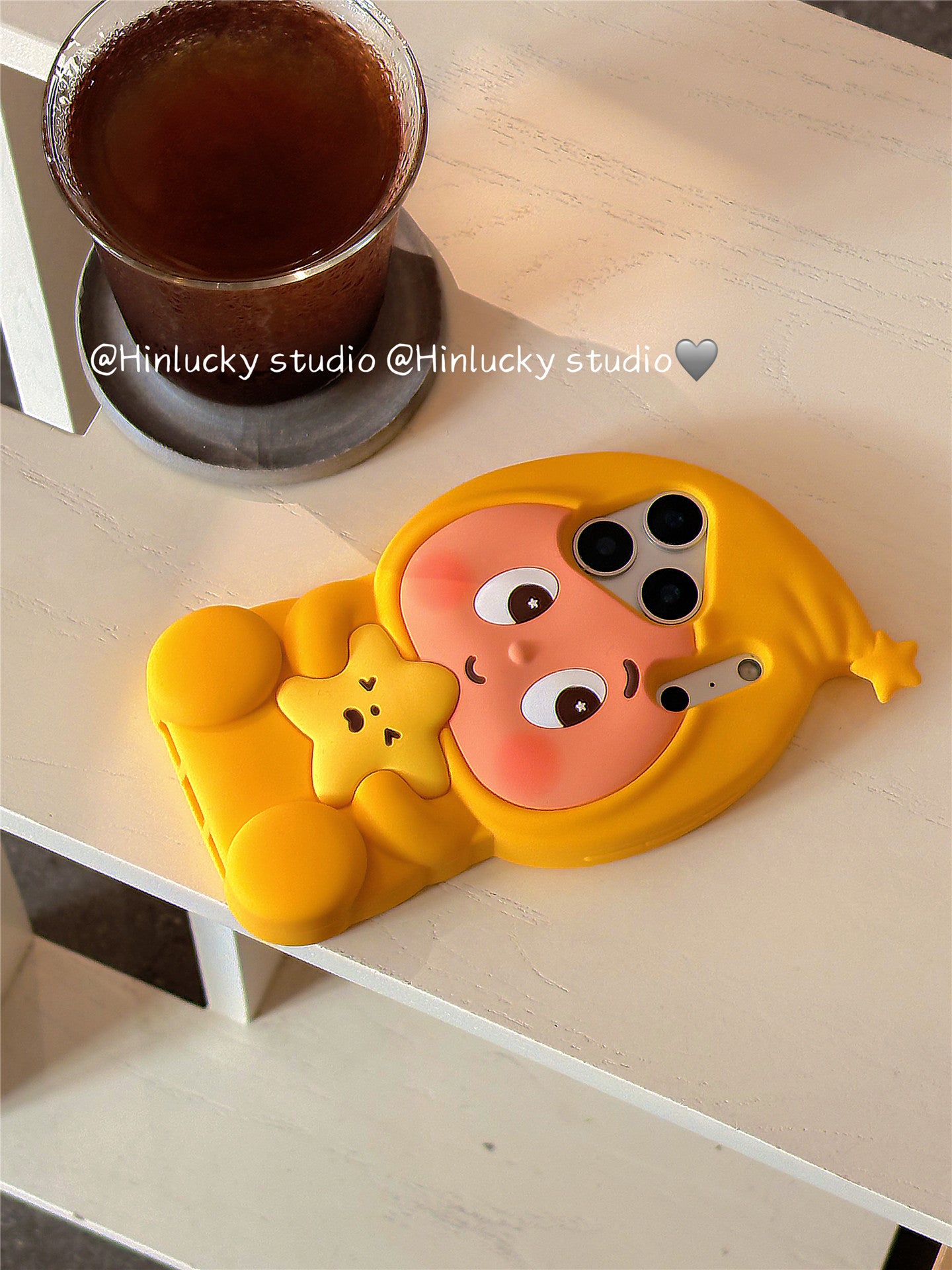 Ameigas Sunny Starfolk Case - 3D Cartoon Yellow Star Character Silicone Cover for iPhone