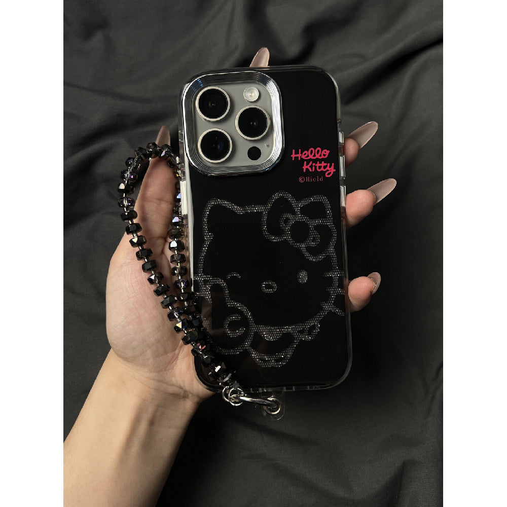 Ameigas Glitter Peace Case - Black Background with Sparkle Kitty & Peace Sign