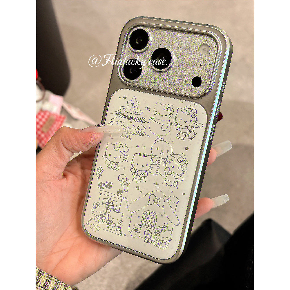 Ameigas Frosty Tale Case - Sparkling Snowman Kitty Electroplated Cover