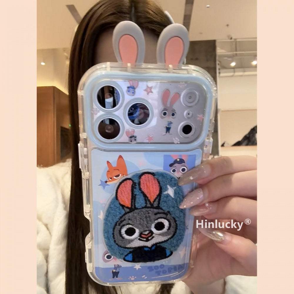 Ameigas Urban Duo Pop Case - 3D Ears Fox & Bunny Embroidery Cover for iPhone