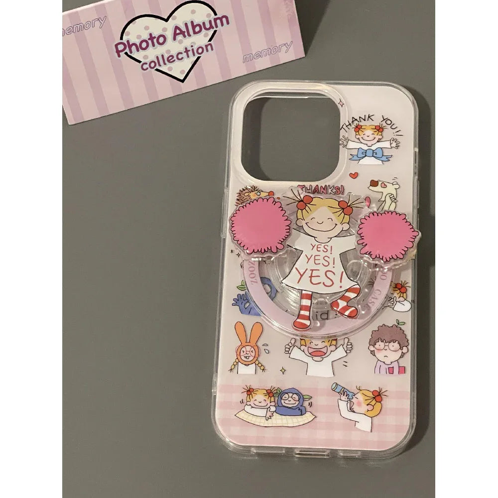 Ameigas Cheerleader Girl Magnetic Stand Dual-Layer Phone Case - Ameigas