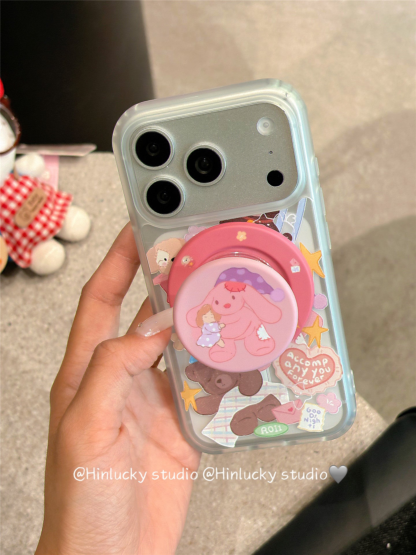 Ameigas Plush Buddy Stand Case - Japanese Korean Doll MagSafe Velvet Cover