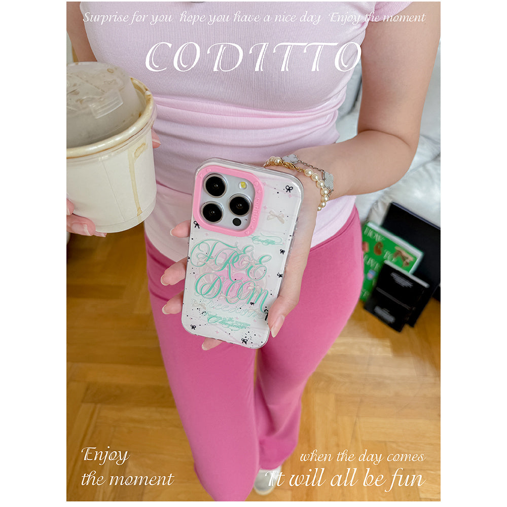 Ameigas Mint Garden Double-Layer Floral Case for iPhone 17 Pro Max / 16 Pro Max / 15 Pro / 14 / 13 – Ins Style Art Phone Cover