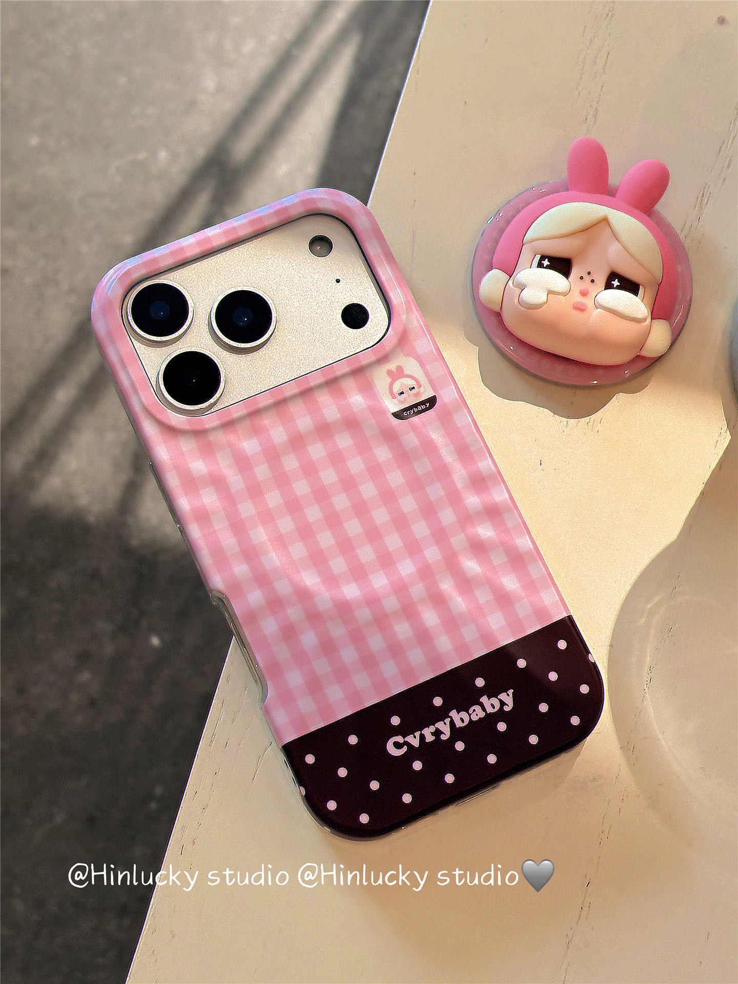 Ameigas Playful Cartoon Plaid Polka Chick & Bunny Magnetic Stand Phone Case