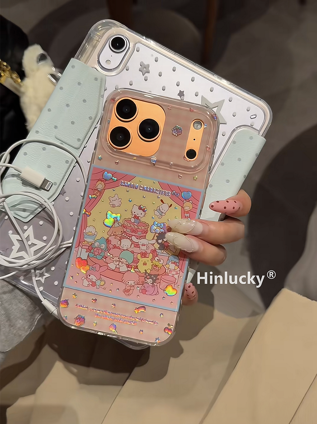 Ameigas Pink Checkered Gilded Party Phone Case