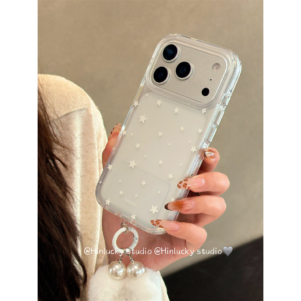 Ameigas Starry Frost Case - IMD Matte MagSafe Cover with Detachable Pompom Strap