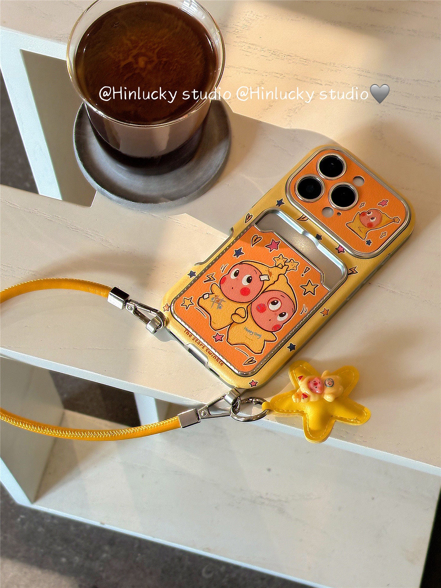 Ameigas Starry Window Case - Soft Cartoon Boy on Leather with ID Slot & Strap