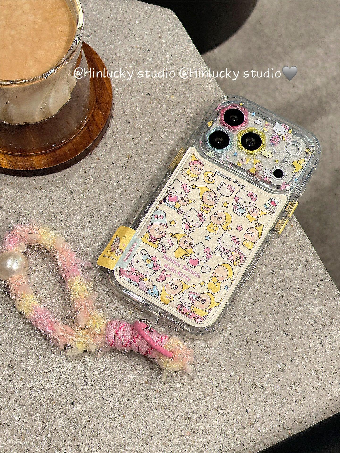 Ameigas Celestial Bow-Kitty Case - Starry Character with Floral Leather Accent & MagSafe - Ameigas