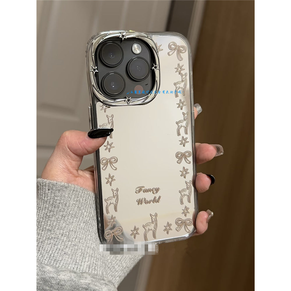 Ameigas Frostglow Fawn Case - Mirror Frame with Deer & Bow, Star Lens Accent