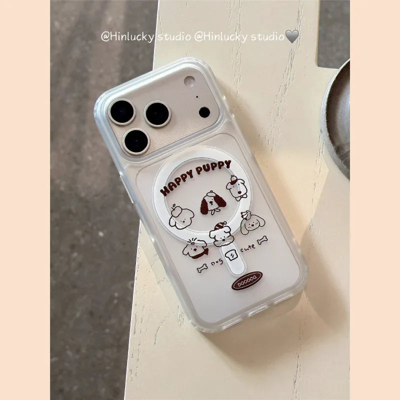 Ameigas Cute Line Art Puppy Frosted MagSafe Stand Case - Ameigas