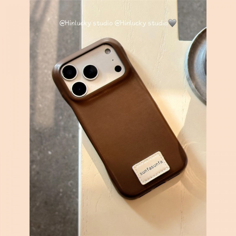 Ameigas Solid Color Leather Heart Charm Protective Phone Case